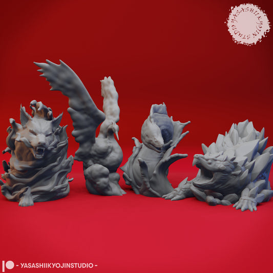 Elemental Animals Collection Miniatures  | RPG Minis | D&D | DND | RPG | Tabletop Gaming |  From Yasashii Kyojin Studios