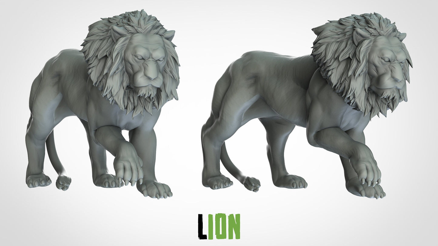 Lion/Lioness Miniatures (3 variations)  | RPG Minis | D&D | DND | RPG | Tabletop Gaming |  From 3D IPStudios