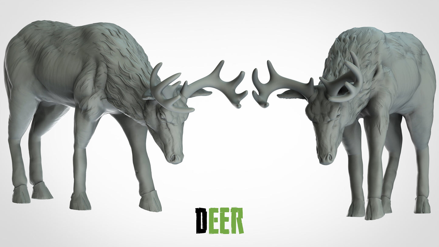 Elk Miniatures (4 variations)  | RPG Minis | D&D | DND | RPG | Tabletop Gaming |  From 3D IPStudios