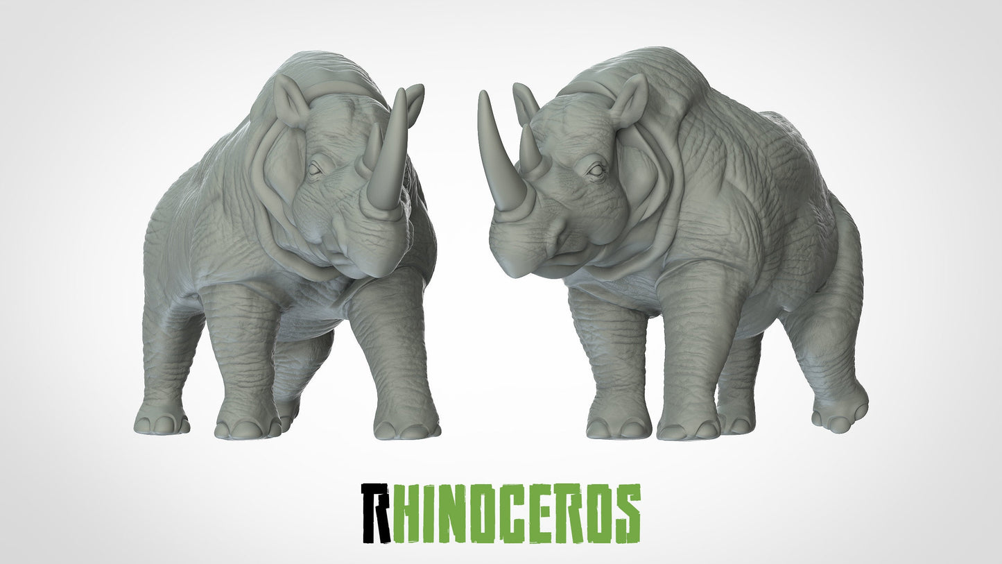 Rhinoceros Miniatures (2 variations)  | RPG Minis | D&D | DND | RPG | Tabletop Gaming |  From 3D IPStudios