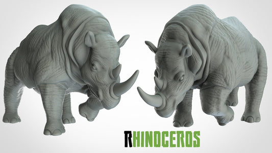 Rhinoceros Miniatures (2 variations)  | RPG Minis | D&D | DND | RPG | Tabletop Gaming |  From 3D IPStudios