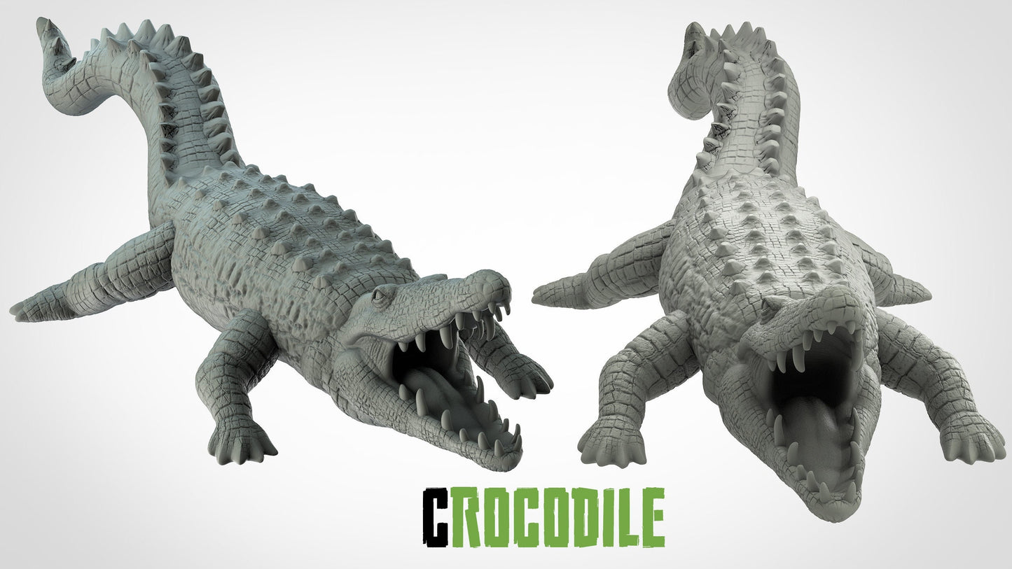 Crocodile Miniatures (2 variations)  | RPG Minis | D&D | DND | RPG | Tabletop Gaming |  From 3D IPStudios