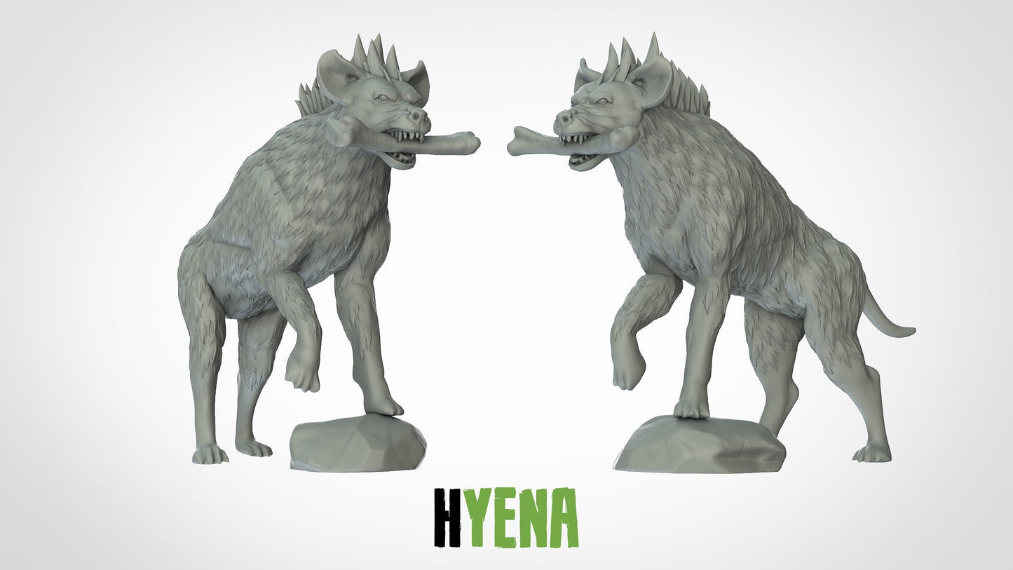 Hyena Miniatures (2 variations)  | RPG Minis | D&D | DND | RPG | Tabletop Gaming |  From 3D IPStudios