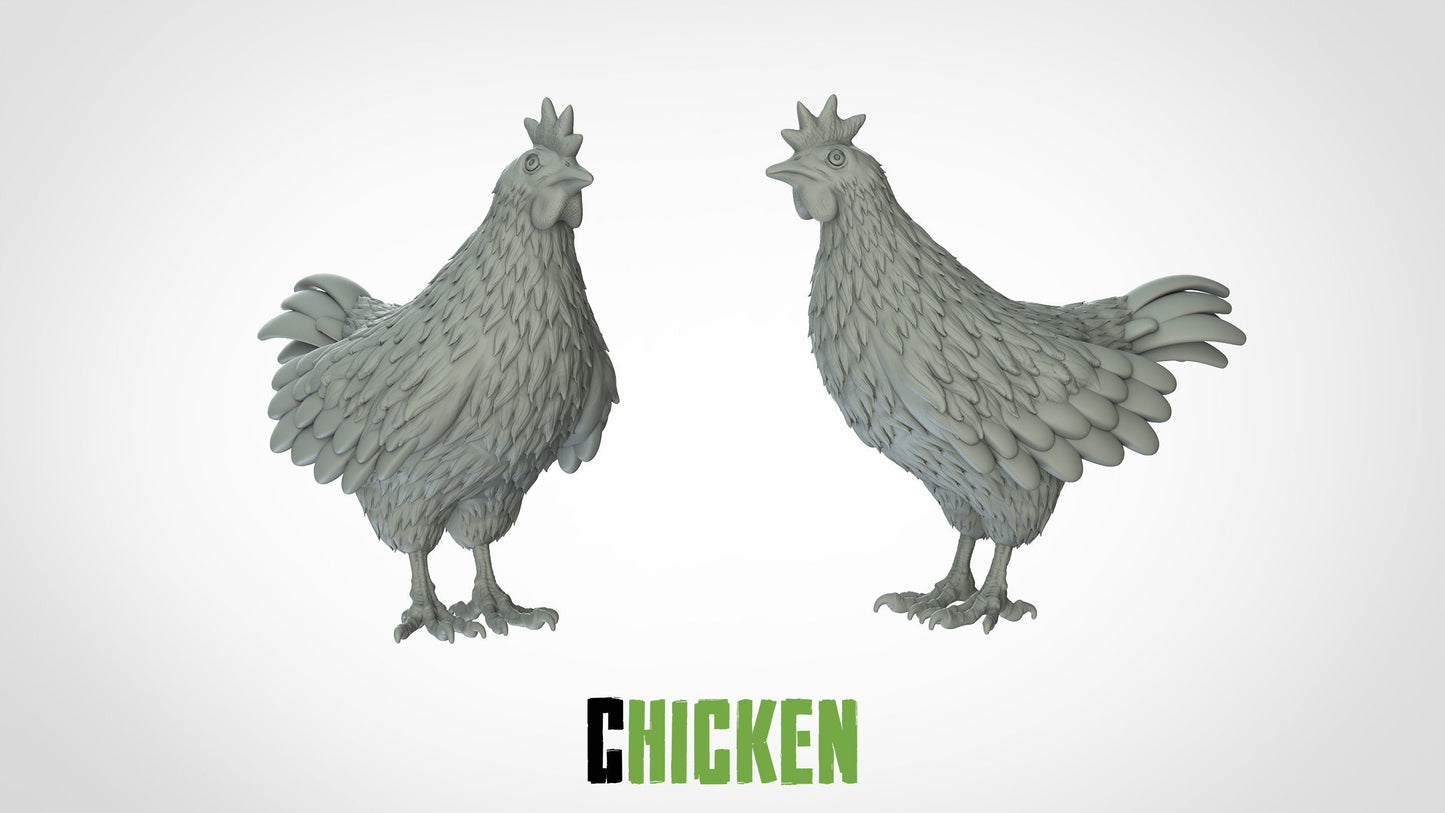 Chicken Miniature  | RPG Minis | D&D | DND | RPG | Tabletop Gaming |  From 3D IPStudios
