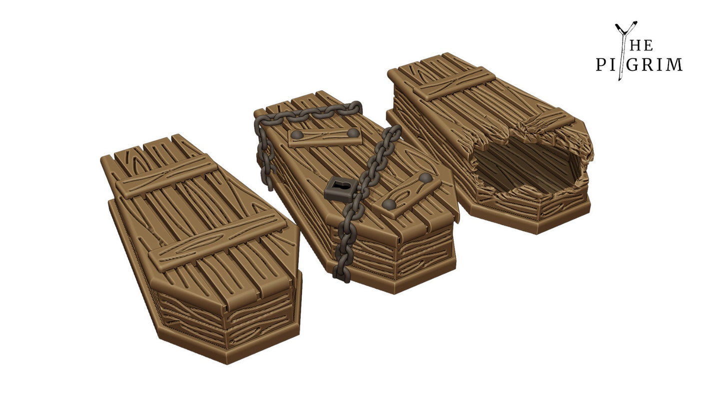 Graveyard Coffin Scatter - 3 Variations  | RPG Minis | DND | D&D | RPG | Tabletop Gaming |  From The Pilgrim Terrain