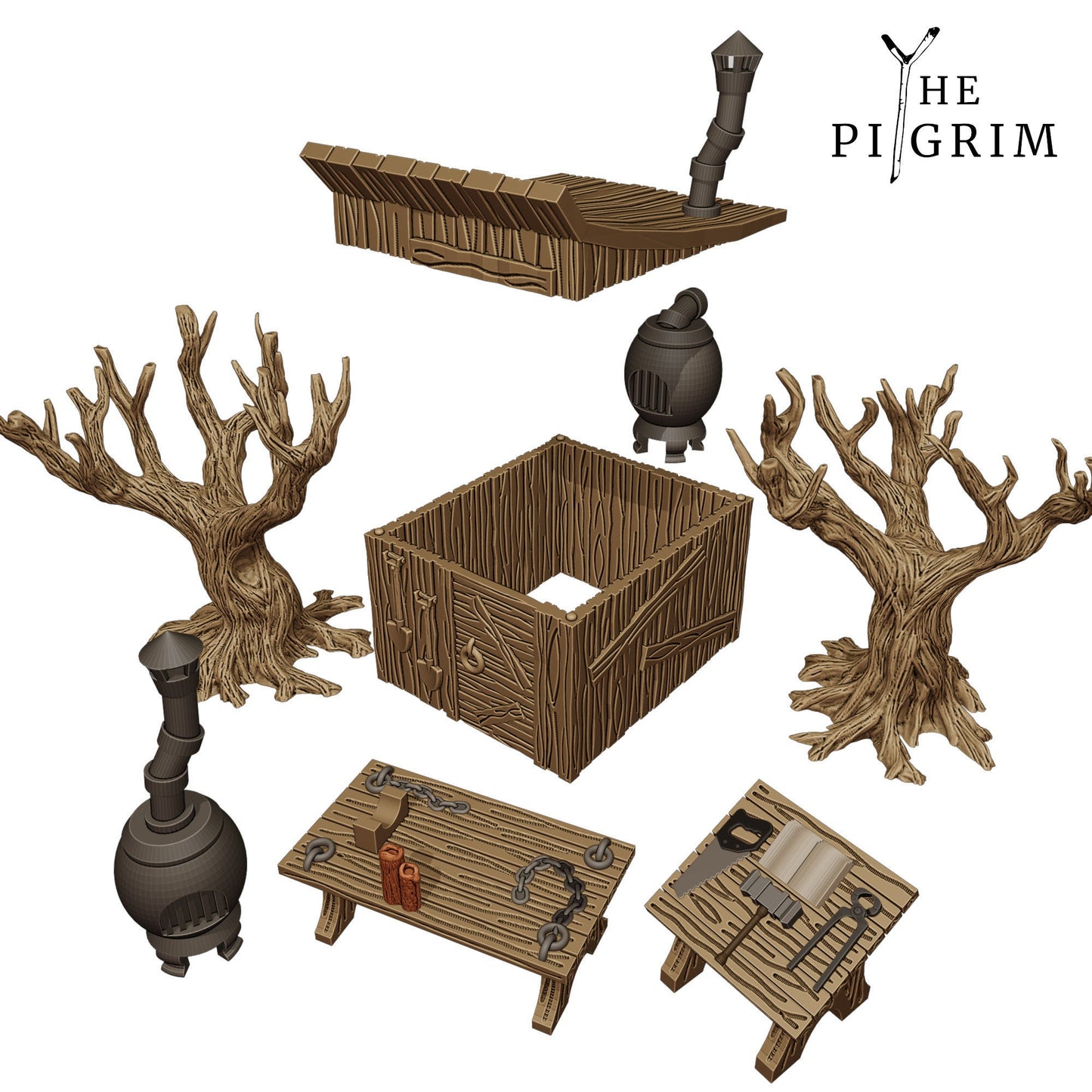 Shack Scatter Set with Removable Roof | RPG Minis | DND | D&D | RPG | Tabletop Gaming | Fantasy Miniatures | From The Pilgrim Terrain