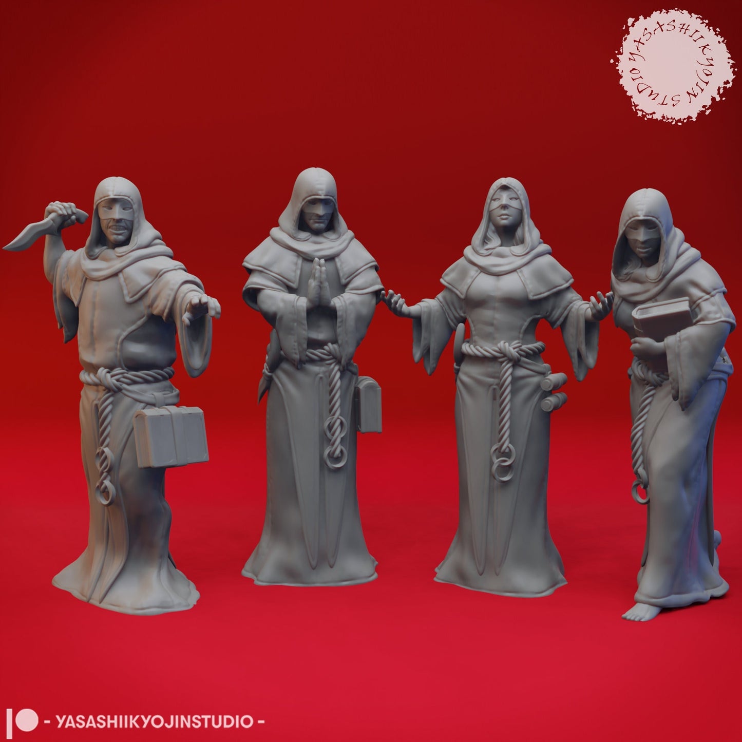 Cultist Miniatures (4 Variations)  | RPG Minis | D&D | DND | RPG | Tabletop Gaming |  From Yasashii Kyojin Studio