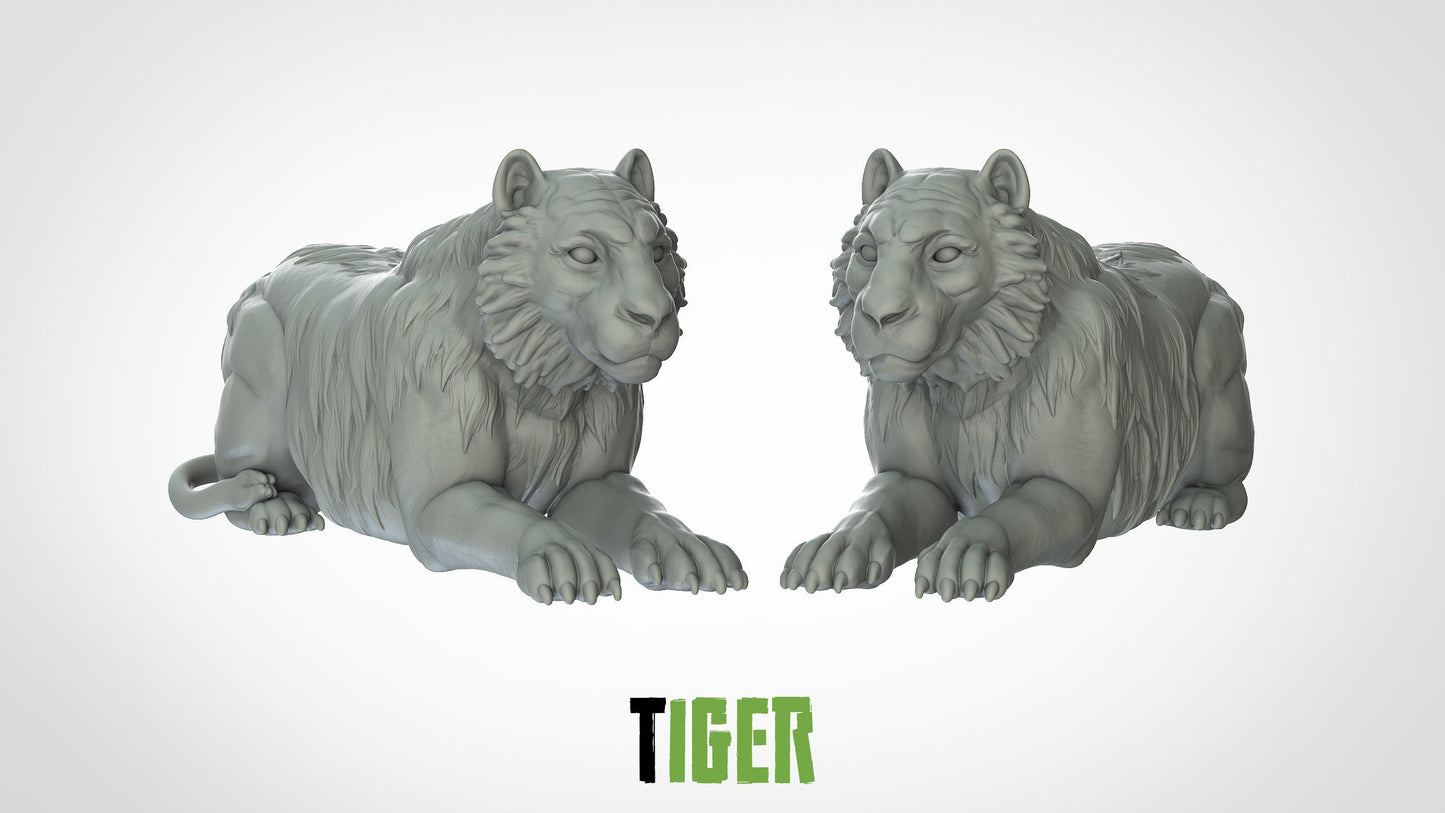 Tiger Miniatures (2 variations)  | RPG Minis | D&D | DND | RPG | Tabletop Gaming |  From 3D IPStudios