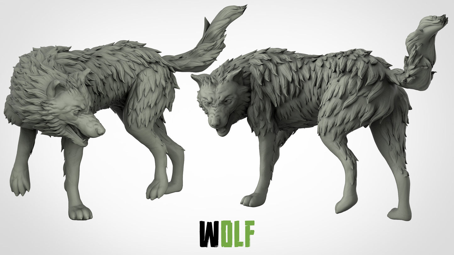 Wolf Miniatures (3 variations)  | RPG Minis | D&D | DND | RPG | Tabletop Gaming |  From 3D IPStudios