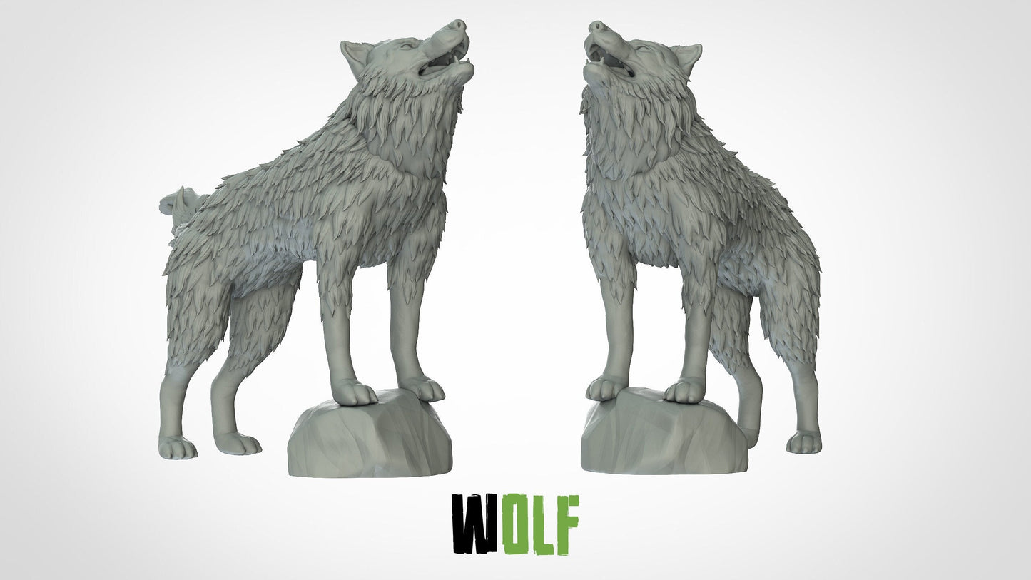 Wolf Miniatures (3 variations)  | RPG Minis | D&D | DND | RPG | Tabletop Gaming |  From 3D IPStudios
