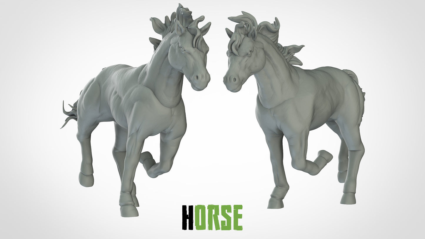 Horse Miniatures (4 variations)  | RPG Minis | D&D | DND | RPG | Tabletop Gaming |  From 3D IPStudios