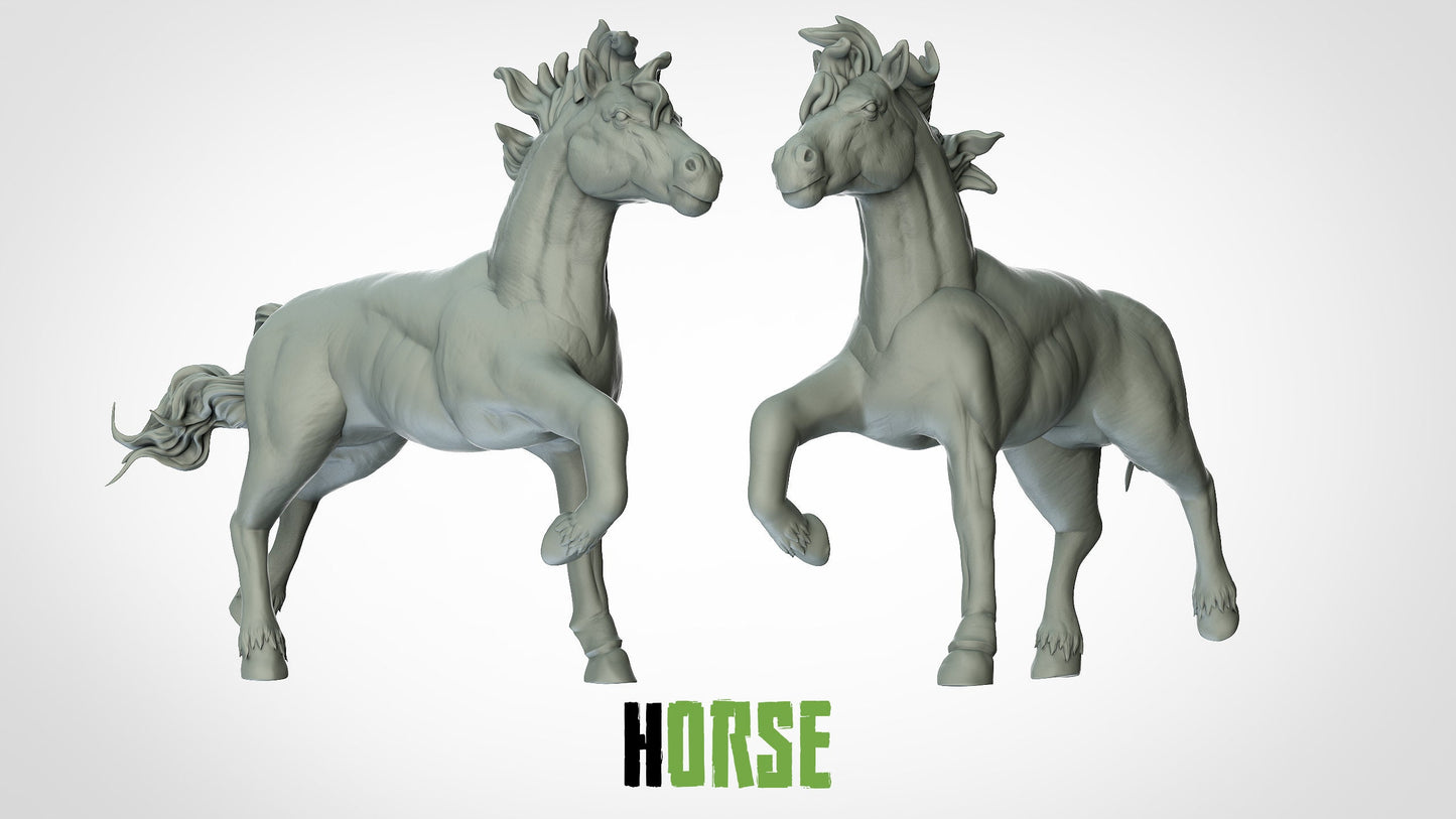 Horse Miniatures (4 variations)  | RPG Minis | D&D | DND | RPG | Tabletop Gaming |  From 3D IPStudios