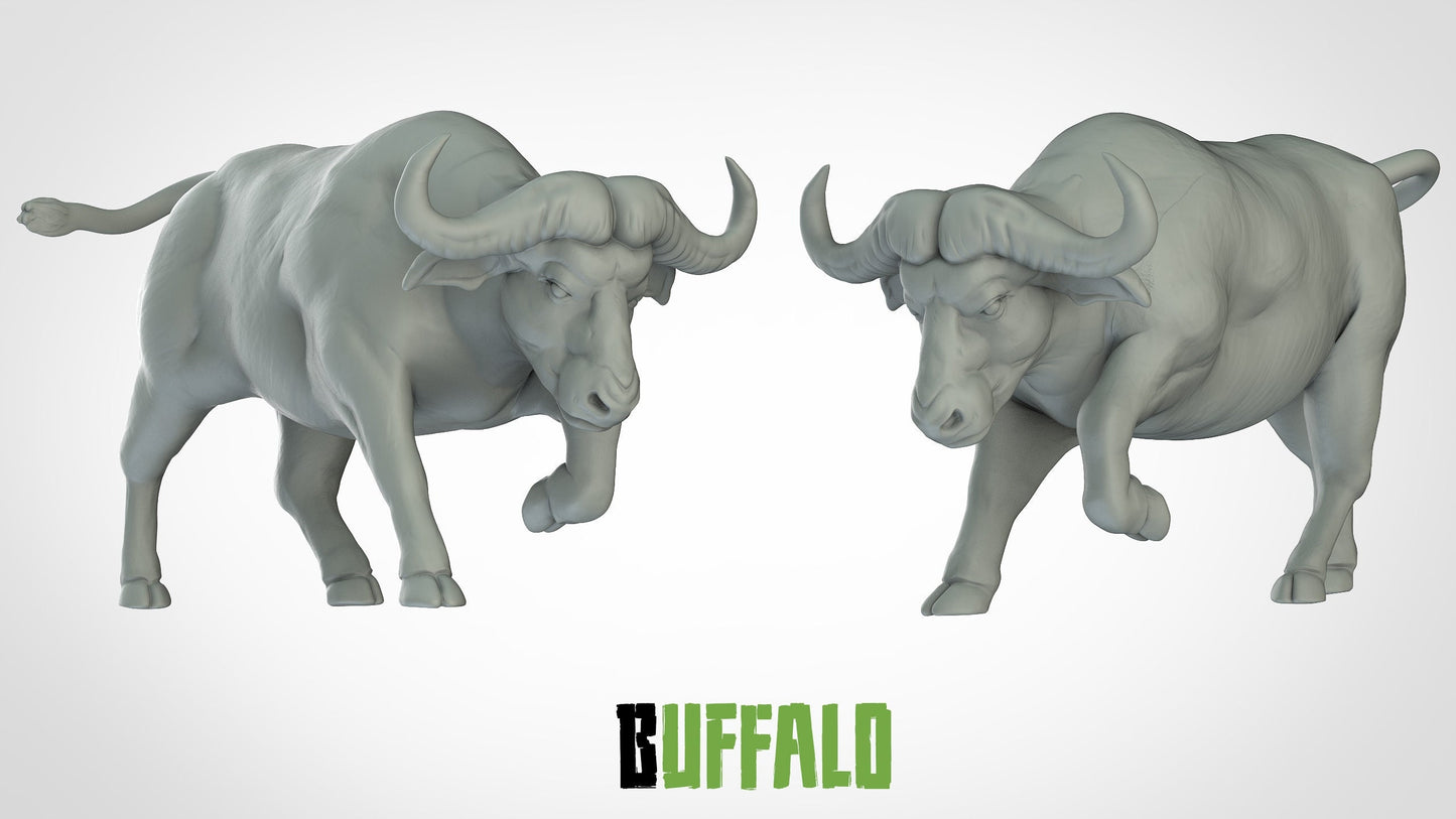Cape Buffalo Miniatures (2 variations)  | RPG Minis | D&D | DND | RPG | Tabletop Gaming |  From 3D IPStudios