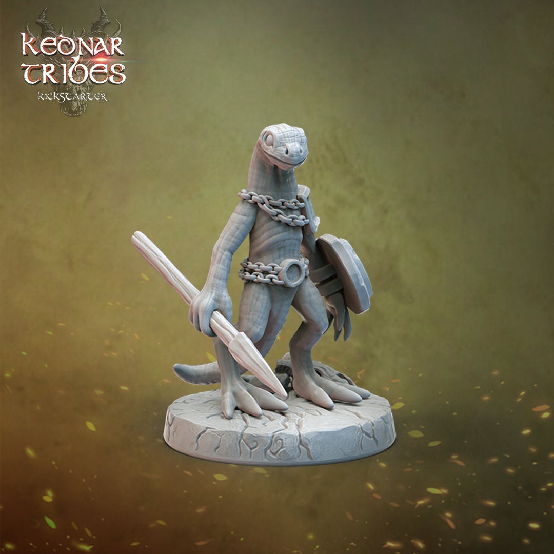 Lizardfolk Miniatures (3 versions)  | RPG Minis | D&D | DND | RPG | Tabletop Gaming |  From Cursed Forge Miniatures