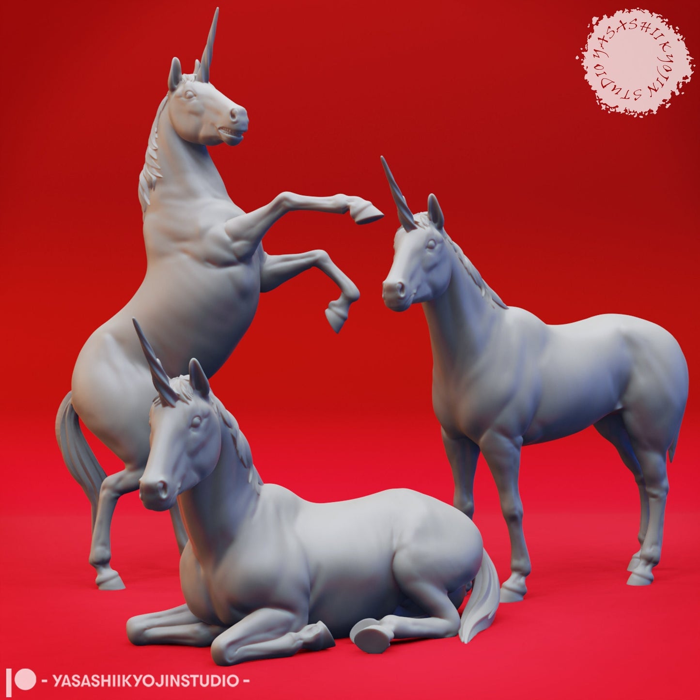 Unicorn/Horse Collection Miniatures (6)  | RPG Minis | D&D | DND | RPG | Tabletop Gaming |  From Yasashii Kyojin Studios