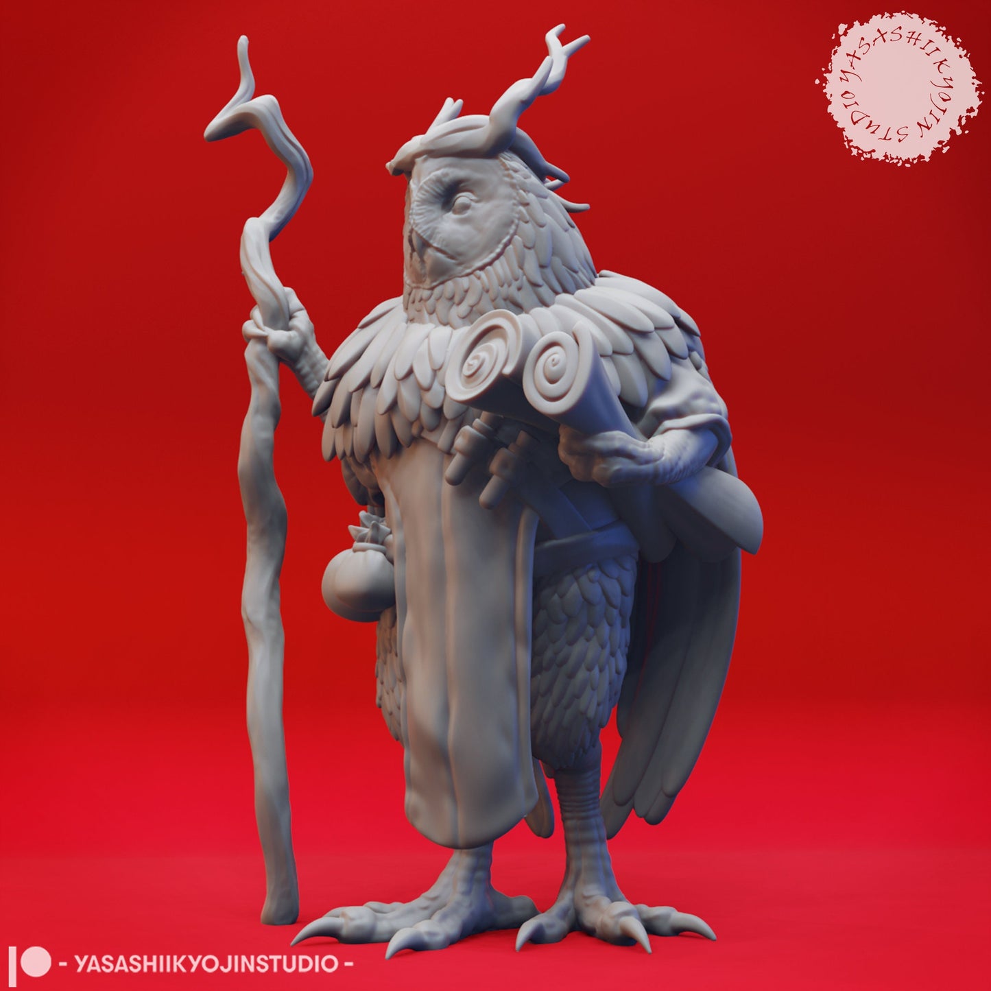 Owlin Wizard Miniature  | RPG Minis | D&D | DND | RPG | Tabletop Gaming |  From Yasashii Kyojin Studios