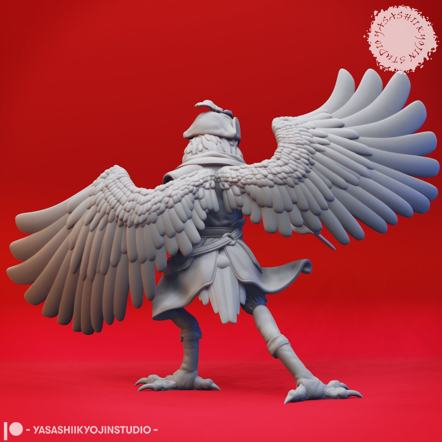 Owlin Fighter Miniature  | RPG Minis | D&D | DND | RPG | Tabletop Gaming |  From Yasashii Kyojin Studios