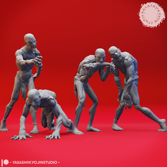 Ghoul Collection (4 Miniatures)  | RPG Minis | D&D | DND | RPG | Tabletop Gaming |  From Yasashii Kyojin Studios