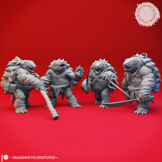 Ninja Tortles Collection (4 Miniatures)  | RPG Minis | D&D | DND | RPG | Tabletop Gaming |  From Yasashii Kyojin Studios
