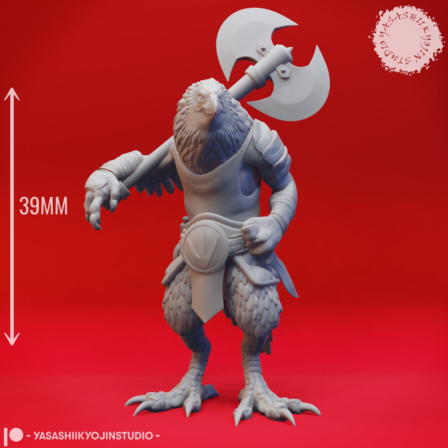 Kenku Barbarian Miniature  | RPG Minis | D&D | DND | RPG | Tabletop Gaming |  From Yasashii Kyojin Studios