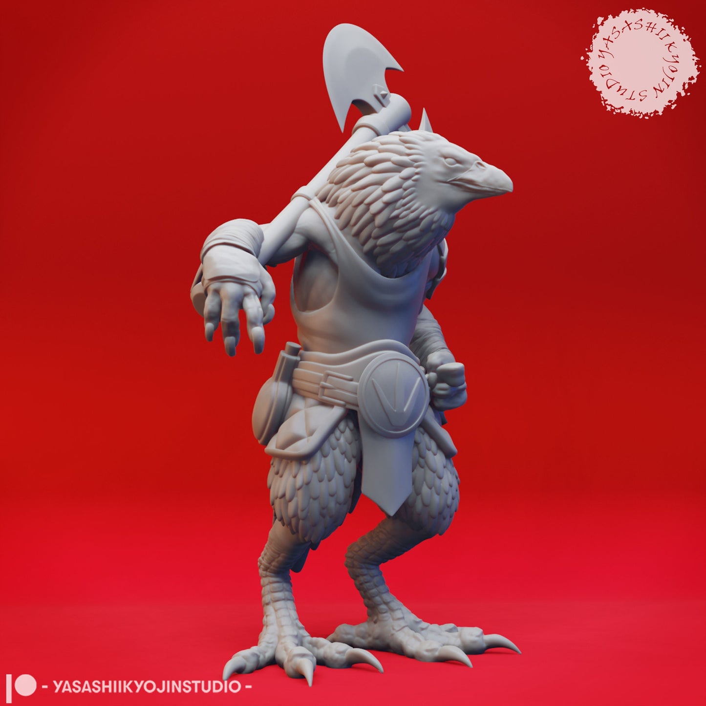 Kenku Barbarian Miniature  | RPG Minis | D&D | DND | RPG | Tabletop Gaming |  From Yasashii Kyojin Studios