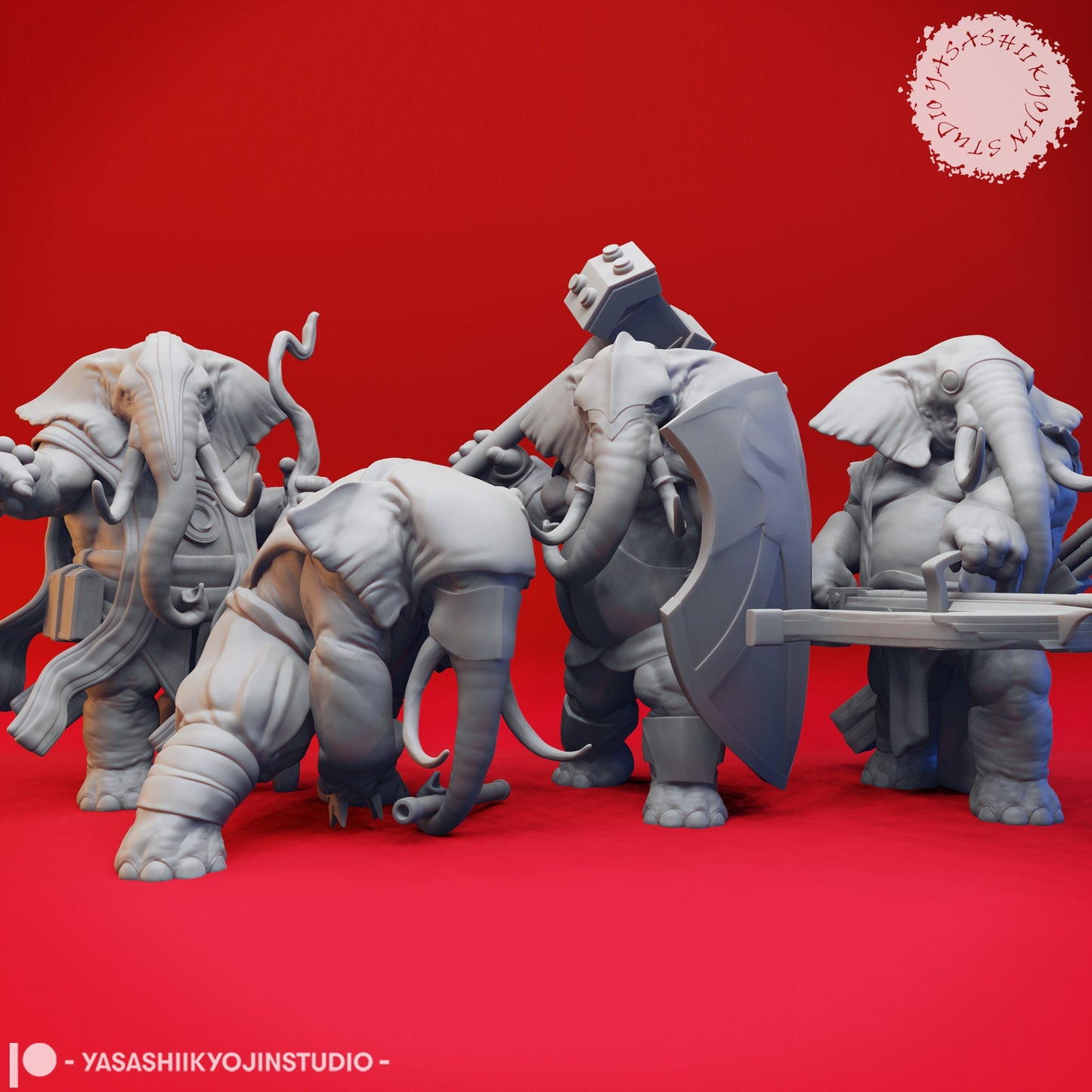 Loxodon Miniatures | D&D Elephant Miniatures | DnD Loxodon | RPG Elephant | DND Fighter Miniature | RPG Barbarian | Tabletop Game Figurine