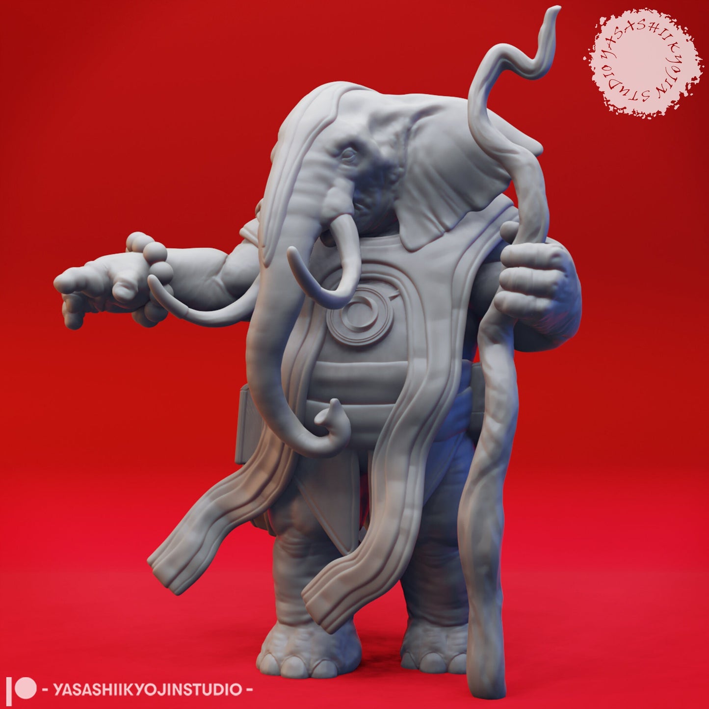 Loxodon Druid Miniature | D&D Elephant Miniature | DnD Loxodon | RPG Elephant | DND Wizard Miniature | RPG Sorcerer | Tabletop Game Figurine