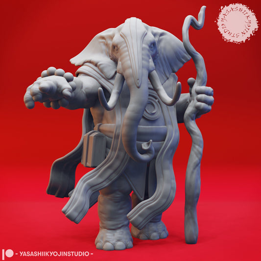 Loxodon Druid Miniature | D&D Elephant Miniature | DnD Loxodon | RPG Elephant | DND Wizard Miniature | RPG Sorcerer | Tabletop Game Figurine