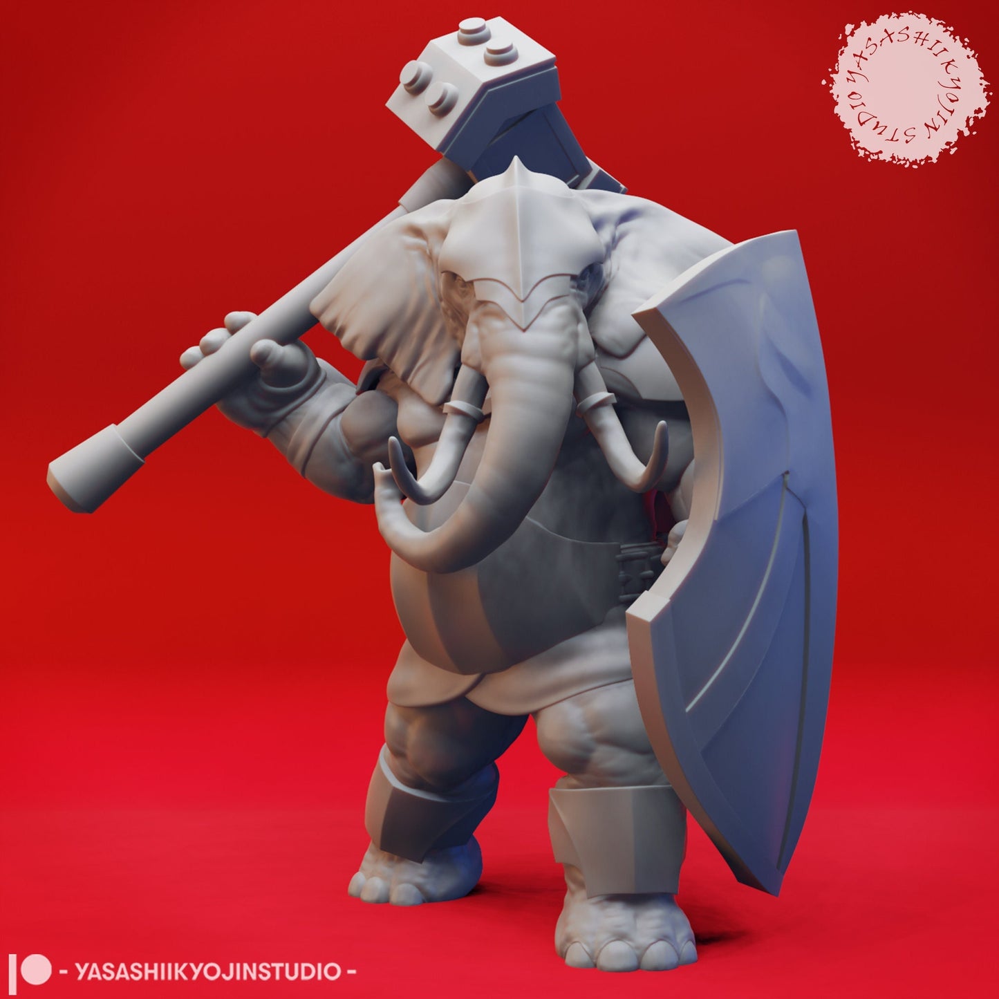 Loxodon Paladin Miniature | D&D Elephant Miniature |DnD Loxodon| RPG Elephant |DND Cleric Miniature | RPG Barbarian | Tabletop Game Figurine