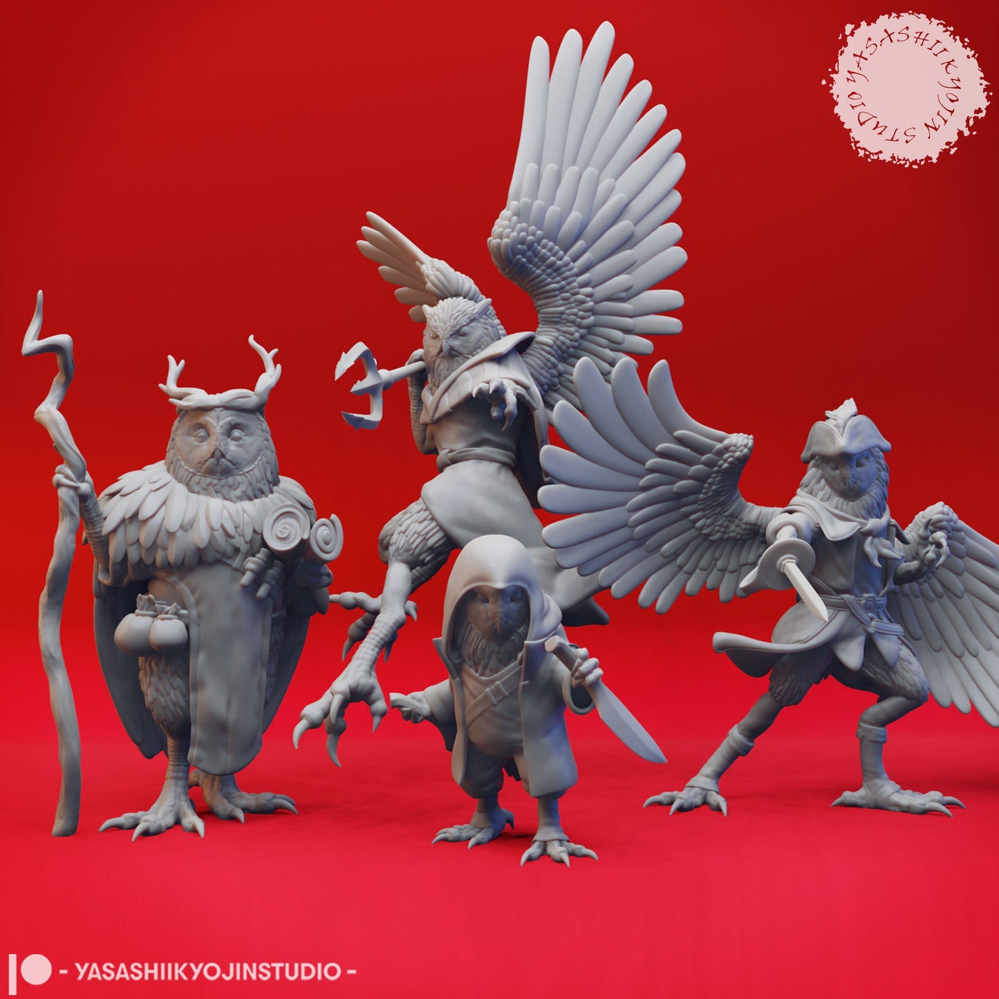 Owlin Collection (4 Miniatures)  | RPG Minis | D&D | DND | RPG | Tabletop Gaming |  From Yasashii Kyojin Studios