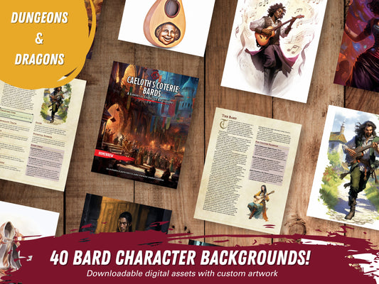 Digital Bard DND Character Backgrounds | D&D Digital Download | Printable PDF | 40 Character Backgrounds | Digital Art | Ready to Use