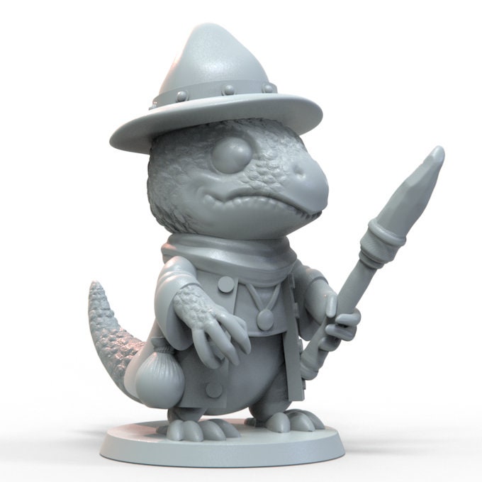 Lizard Wizard Miniature | D&D Lizardfolk Miniature | DnD Lizard Druid | RPG Dragonborn | DND Warlock Miniature | RPG Sorcerer
