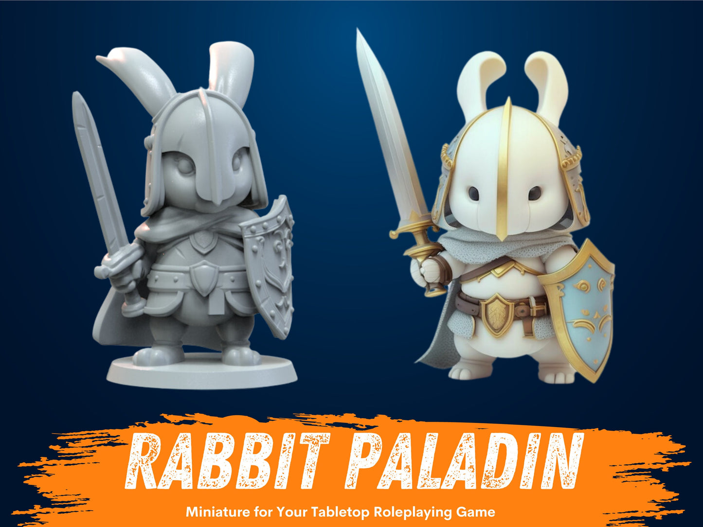 Rabbit Paladin Miniature | D&D Bunny Miniature | DnD Rabbitfolk | RPG Harengon | DND Fighter Miniature | RPG Barbarian | Tabletop Figurine