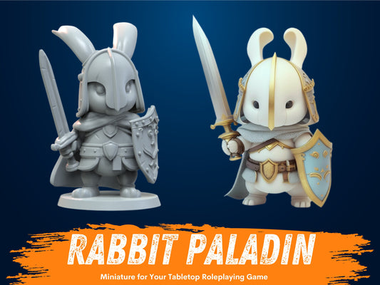Rabbit Paladin Miniature | D&D Bunny Miniature | DnD Rabbitfolk | RPG Harengon | DND Fighter Miniature | RPG Barbarian | Tabletop Figurine