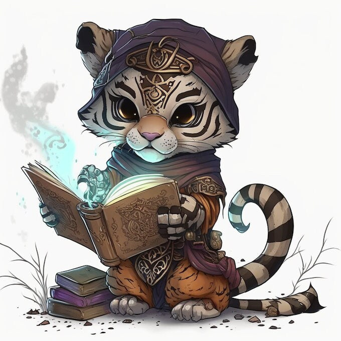 Tiger Warlock Miniature | D&D Tabaxi Miniature | DnD Jaguar Druid | RPG Catfolk | DND Sorcerer Miniature | RPG Wizard