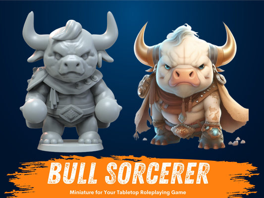 Bull Sorcerer Miniature | D&D Aurochian Miniature | DnD Minotaur Druid | RPG Horned-Folk | DND Warlock Miniature | RPG Wizard