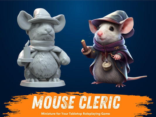 Mousefolk Cleric Miniature | D&D Mouse Miniature | DnD Ratfolk | RPG Ferret | DND Cleric Miniature | RPG Druid | Tabletop Game Figurine