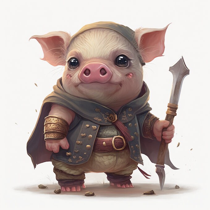 Pig Fighter Miniature | D&D Hogfolk Miniature | DnD Hog | RPG Pig Paladin | DND Knight Miniature | RPG Barbarian | Tabletop Game Figurine