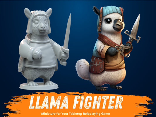 Llamafolk Fighter Miniature | D&D Llama Miniature | DnD Llama | RPG Alpaca | DND Fighter Miniature | RPG Paladin | Barbarian Miniature