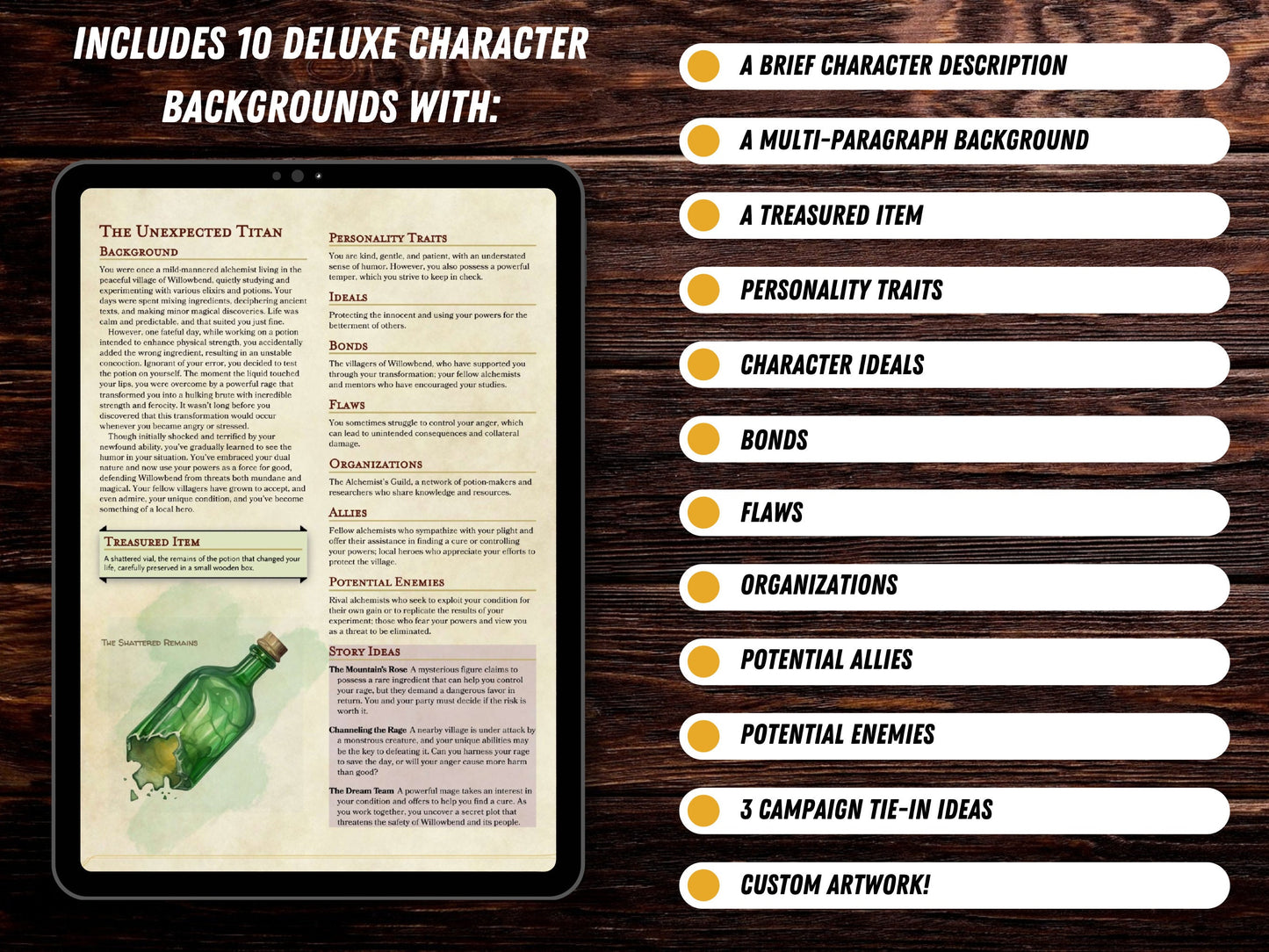 Digital Barbarian Character Backgrounds | D&D Digital Download | Printable PDF | 40 Character Backgrounds | Digital Art | Ready to Use