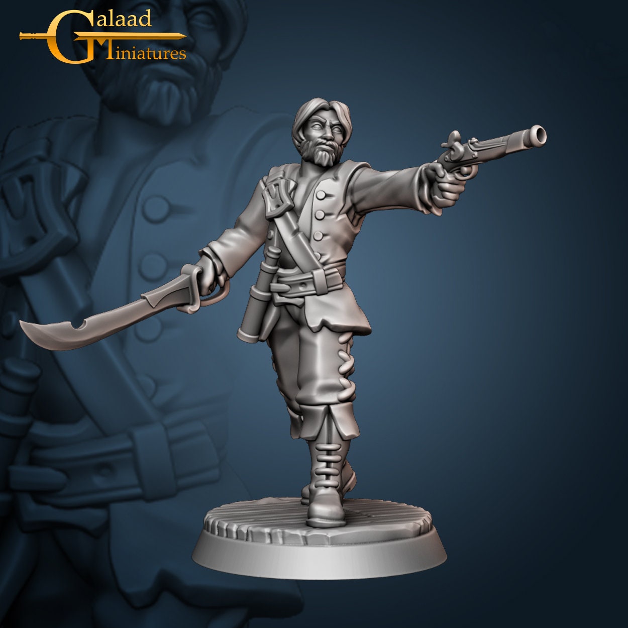 Male Pirate Miniature  | RPG Minis | D&D | DND | RPG | Tabletop Gaming |  From Galaad Miniatures