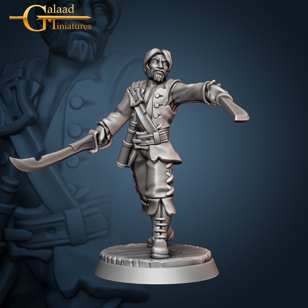 Male Pirate Miniature  | RPG Minis | D&D | DND | RPG | Tabletop Gaming |  From Galaad Miniatures