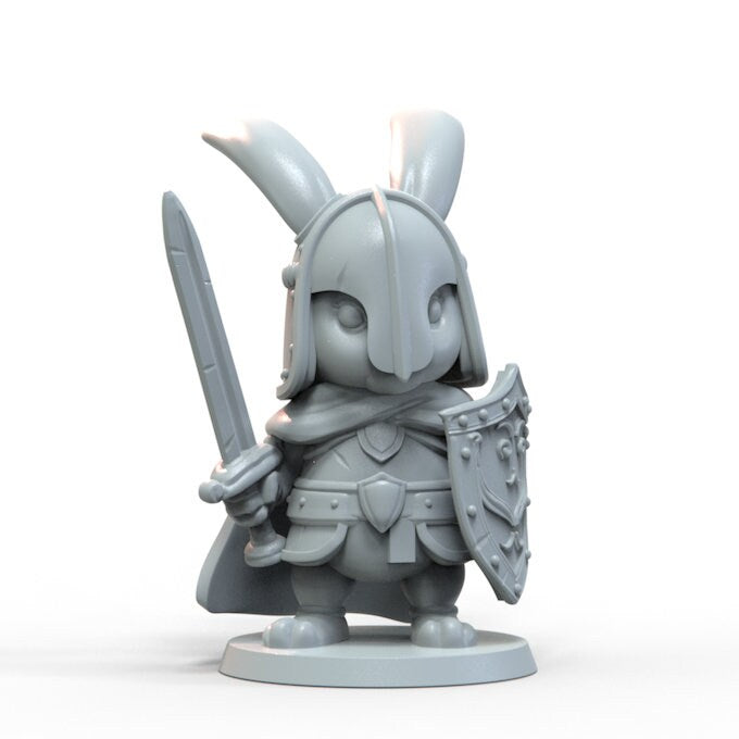 Rabbit Paladin Miniature | D&D Bunny Miniature | DnD Rabbitfolk | RPG Harengon | DND Fighter Miniature | RPG Barbarian | Tabletop Figurine