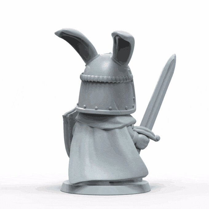 Rabbit Paladin Miniature | D&D Bunny Miniature | DnD Rabbitfolk | RPG Harengon | DND Fighter Miniature | RPG Barbarian | Tabletop Figurine