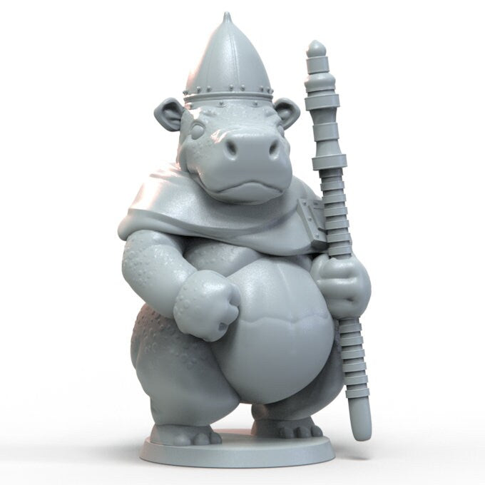 Hippokin Paladin Miniature | D&D Giff Miniature | DnD Hippo | RPG Paladin |DND Fighter Miniature | RPG Barbarian | Tabletop Game Figurine