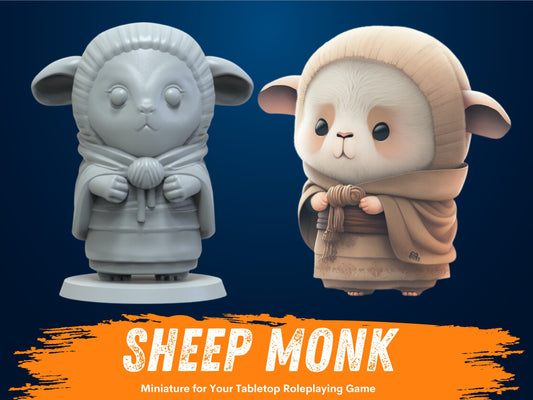 Sheepfolk Monk Miniature | D&D Caoraa Miniature | DnD Sheep | RPG Lamb | DND Monk Miniature | RPG Druid | Tabletop Game Figurine