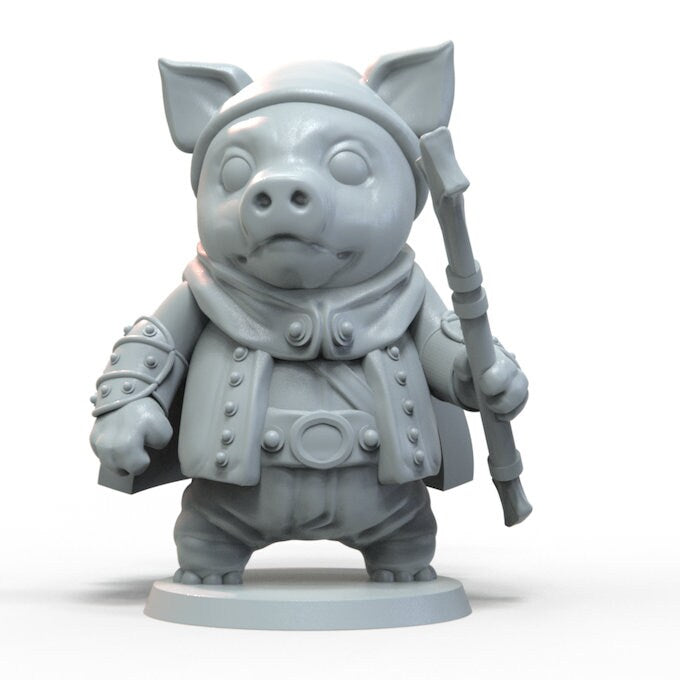 Pig Fighter Miniature | D&D Hogfolk Miniature | DnD Hog | RPG Pig Paladin | DND Knight Miniature | RPG Barbarian | Tabletop Game Figurine