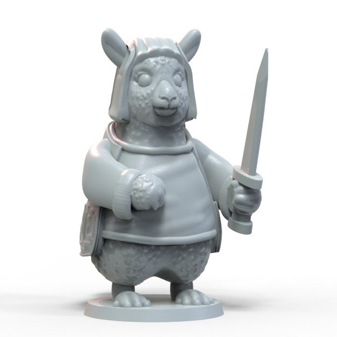Llamafolk Fighter Miniature | D&D Llama Miniature | DnD Llama | RPG Alpaca | DND Fighter Miniature | RPG Paladin | Barbarian Miniature
