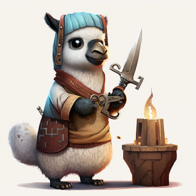 Llamafolk Fighter Miniature | D&D Llama Miniature | DnD Llama | RPG Alpaca | DND Fighter Miniature | RPG Paladin | Barbarian Miniature